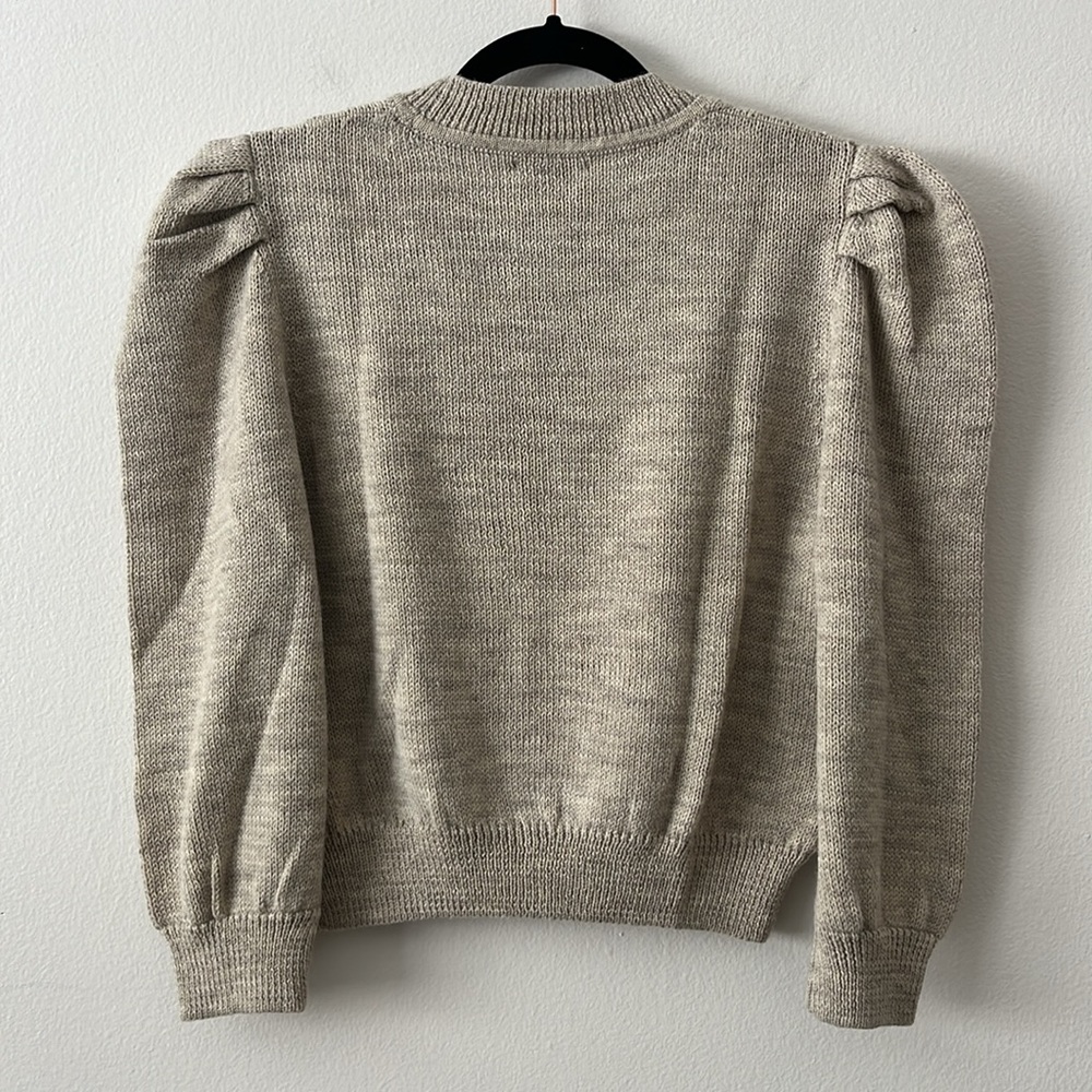 Loeffler Randall Cream Puff-Sleeve Crewneck Sweater - Picture 9 of 14